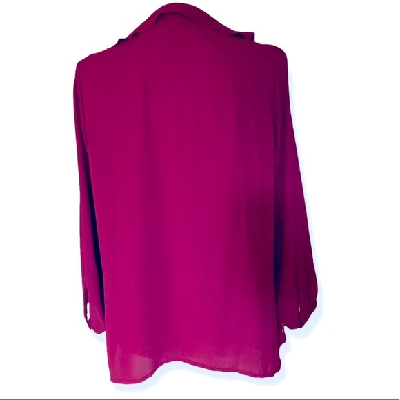Loft Burgundy Ruffle Blouse - Picture 2 of 3